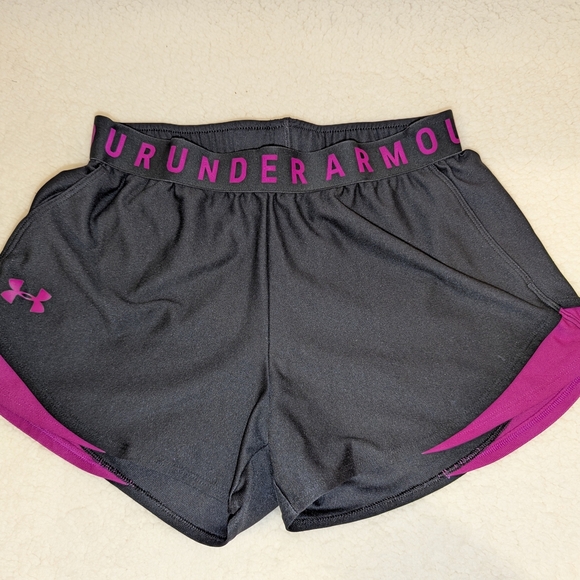 Under Armour Gray and Purple Athletic Shorts Lightweight Moisture-Wicking - Picture 1 of 8